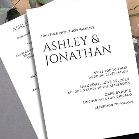 Modernes, fett und Minimalistisches Hochzeitsszena Einladung