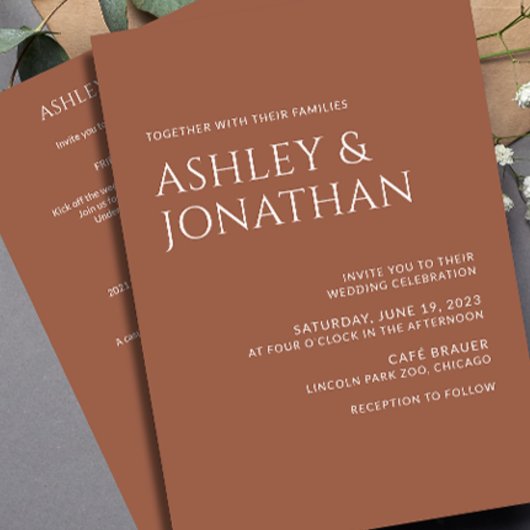 Modernes, fett und Minimalistisches Hochzeitsszena Einladung