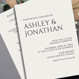 Modernes, fett und Minimalistisches Hochzeitsszena Einladung