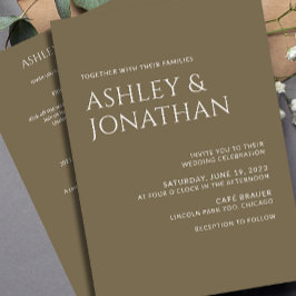 Modernes, fett und Minimalistisches Hochzeitsszena Einladung