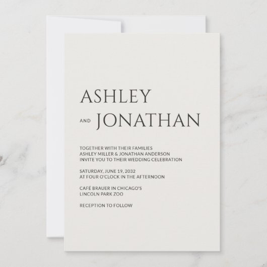 Modernes, fett und Minimalistisches Hochzeitsszena Einladung (Vorderseite)