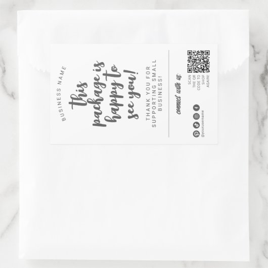 Modernes, fett verpacktes Grau & White Chic Minima Rechteckiger Aufkleber (Tasche)