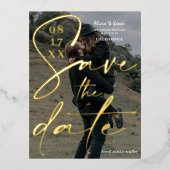 Modernes, fett weißes Foto Save the Date Folie Einladungspostkarte (Vorderseite)