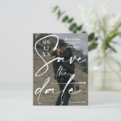 Modernes, fett weißes Foto Save the Date Postkarte (Stehend Vorderseite)