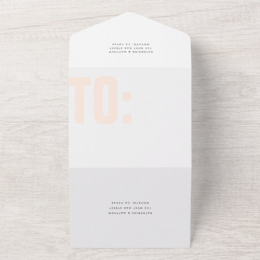 Modernes, fettartiges Format + Monogramm Hochzeits All In One Einladung (Außenbereich)