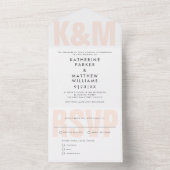 Modernes, fettartiges Format + Monogramm Hochzeits All In One Einladung (Innen Boden)