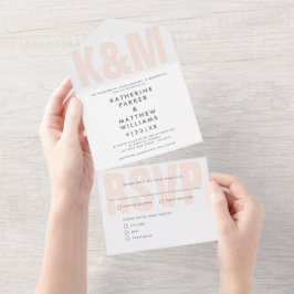 Modernes, fettartiges Format + Monogramm Hochzeits All In One Einladung
