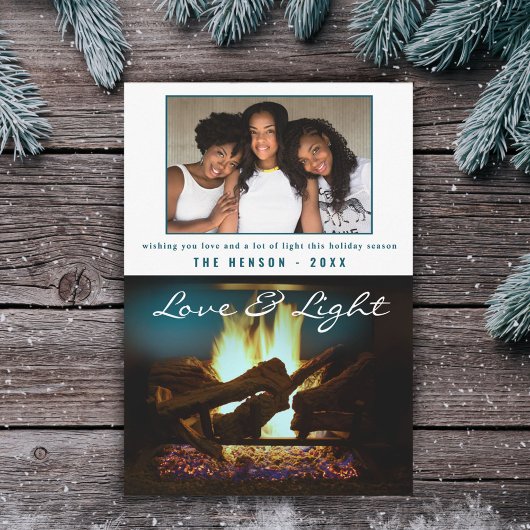 Modernes Feuerstück Holz Gemütliches Weihnachtsfes Karte