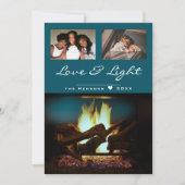 Modernes Feuerstück Holz Gemütliches Weihnachtsfes Karte (Vorderseite)