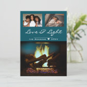 Modernes Feuerstück Holz Gemütliches Weihnachtsfes Karte (Stehend Vorderseite)