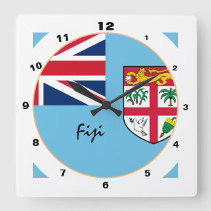 Modernes Fidschi-Design, Fidschi-Flag, trendige Zu Quadratische Wanduhr