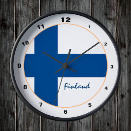 Modernes Finnland, Finnische Flagge trendy Zuhause Runde Wanduhr