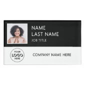Modernes Firmenlogo Black Employee Foto Namenschild (Vorderseite)