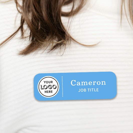 Modernes Firmenlogo Light Blue Employee Namensschild