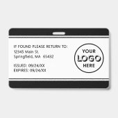 Modernes Firmenlogo Mitarbeiterfoto schwarze ID Ausweis (Rückseite)