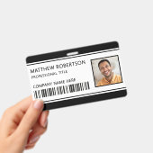 Modernes Firmenlogo Mitarbeiterfoto schwarze ID Ausweis (Handheld)