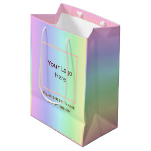 Modernes Firmenlogo/Name Regenbogen Foto Mittlere Geschenktüte