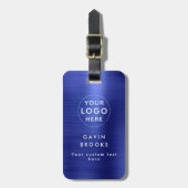 Modernes Firmenlogo Navy Blue Brushed Metallic Gepäckanhänger (Vorderseite vertikal)
