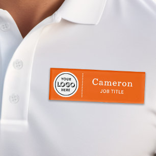 Modernes Firmenlogo Orange Mitarbeiter Namenschild