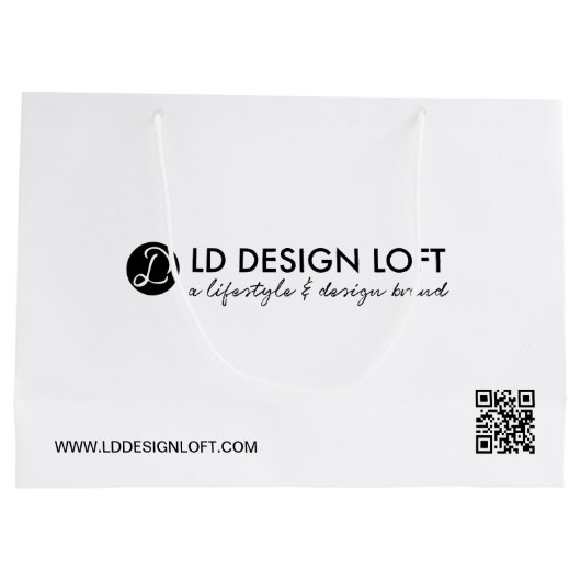 Modernes Firmenlogo QR-Code Große Geschenktüte (Rückseite)