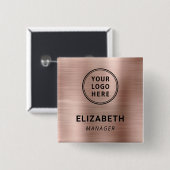 Modernes Firmenlogo Roségold Namensschild Button (Vorne & Hinten)