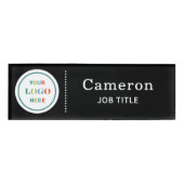 Modernes Firmenlogo Schwarzer Mitarbeiter Namenschild (Vorderseite)