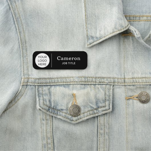 Modernes Firmenlogo Schwarzer Mitarbeiter Namensschild (Beispiel)