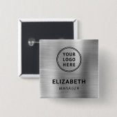 Modernes Firmenlogo Silber Namensschild Button (Vorne & Hinten)