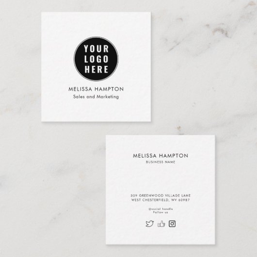 Modernes Firmenlogo und Mitarbeiter Quadratische Visitenkarte (Vorne/Hinten)