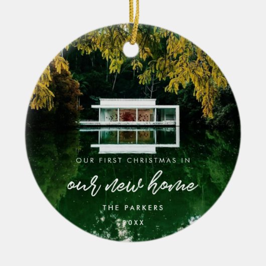 Modernes First Christmas in unserem neuen Zuhause- Keramik Ornament (Vorne)