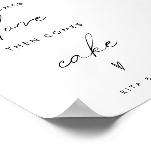 Modernes First Come Liebe dann Cake Wedding Cake S Poster (Ecke)