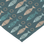 Modernes Fischmuster Aquamarin Bronze aus dem Mitt Kurzer Tischläufer (Ecke)