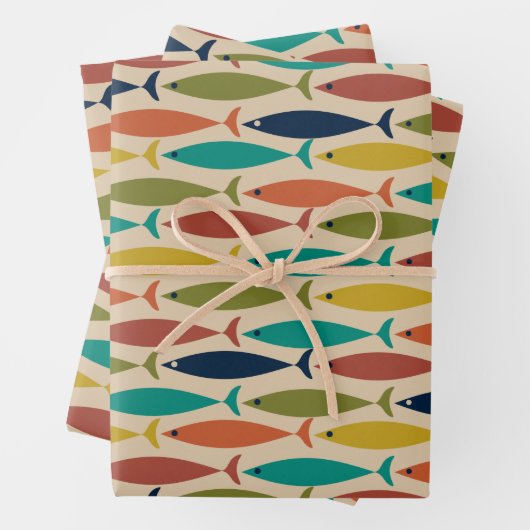 Modernes Fischmuster aus dem Mittelalter Geschenkpapier Set (Beispiel)