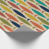 Modernes Fischmuster des Mitteljahrhunderts Geschenkpapier (Ecke)
