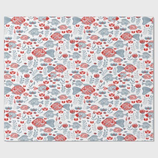 Modernes Fischmuster Geschenkpapier (Flach)