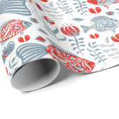Modernes Fischmuster Geschenkpapier (Rolleneckpunkt)