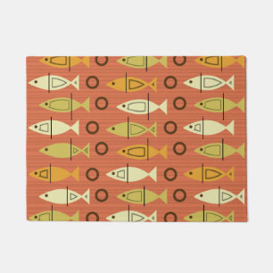 Modernes Fischmuster Orange Chartreuse aus dem Mit Fußmatte