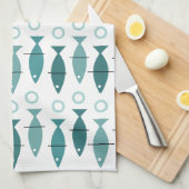 Modernes Fischmuster Türkis aus dem Mittelalter Geschirrtuch (Viertel Falte)