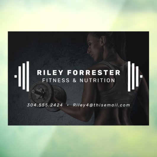 Modernes Fitness Trainer Barbell Foto Business Fensteraufkleber (Blatt 3)