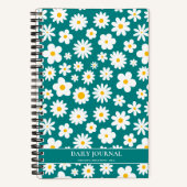 Modernes Flachbild-Graphic Daisy Aquamarin Blue Notizblock (Vorderseite)