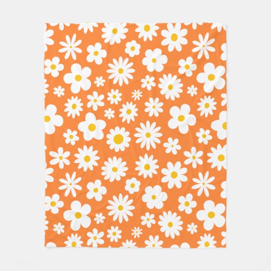 Modernes Flachbild-Graphic Daisy Orange Fleecedecke (Vorderseite)