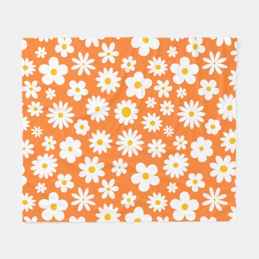 Modernes Flachbild-Graphic Daisy Orange Fleecedecke (Vorderseite (Horizontal))