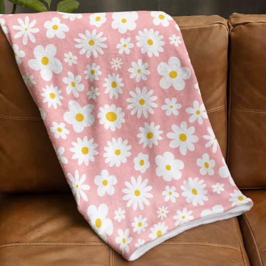 Modernes Flachbild-Graphic Daisy Pink Fleecedecke