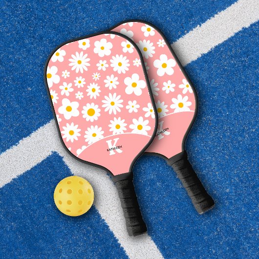Modernes Flachbild-Graphic Daisy Pink Pickleball Schläger