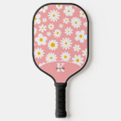 Modernes Flachbild-Graphic Daisy Pink Pickleball Schläger (Vorderseite)