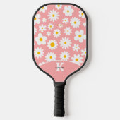 Modernes Flachbild-Graphic Daisy Pink Pickleball Schläger (Rückseite)