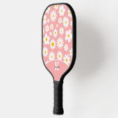 Modernes Flachbild-Graphic Daisy Pink Pickleball Schläger (Links)