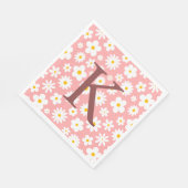 Modernes Flachbild-Graphic Daisy Pink Serviette (Ecke)