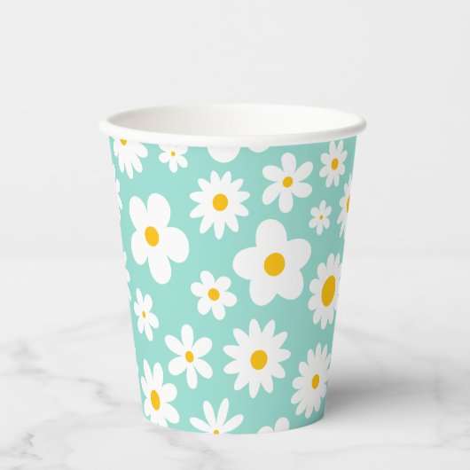 Modernes Flachbild-Graphic Daisy Robin's Egg Blue Pappbecher (Vorderseite)