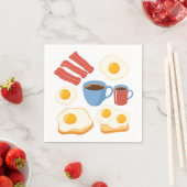 Modernes Flachdesign von Bacon Eggs Toast and Coff Serviette (Beispiel)